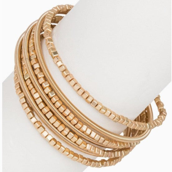Golden Beaded Cube Bracelet