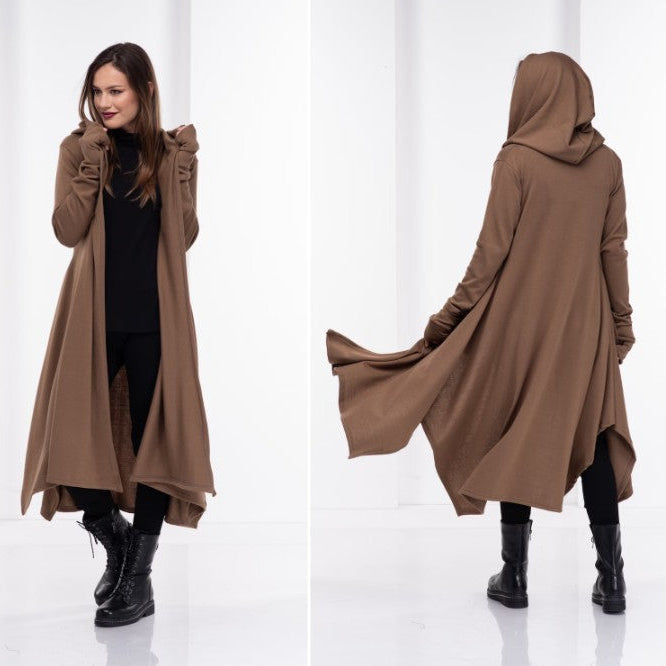 Hooded Wool Cloak Cardigan