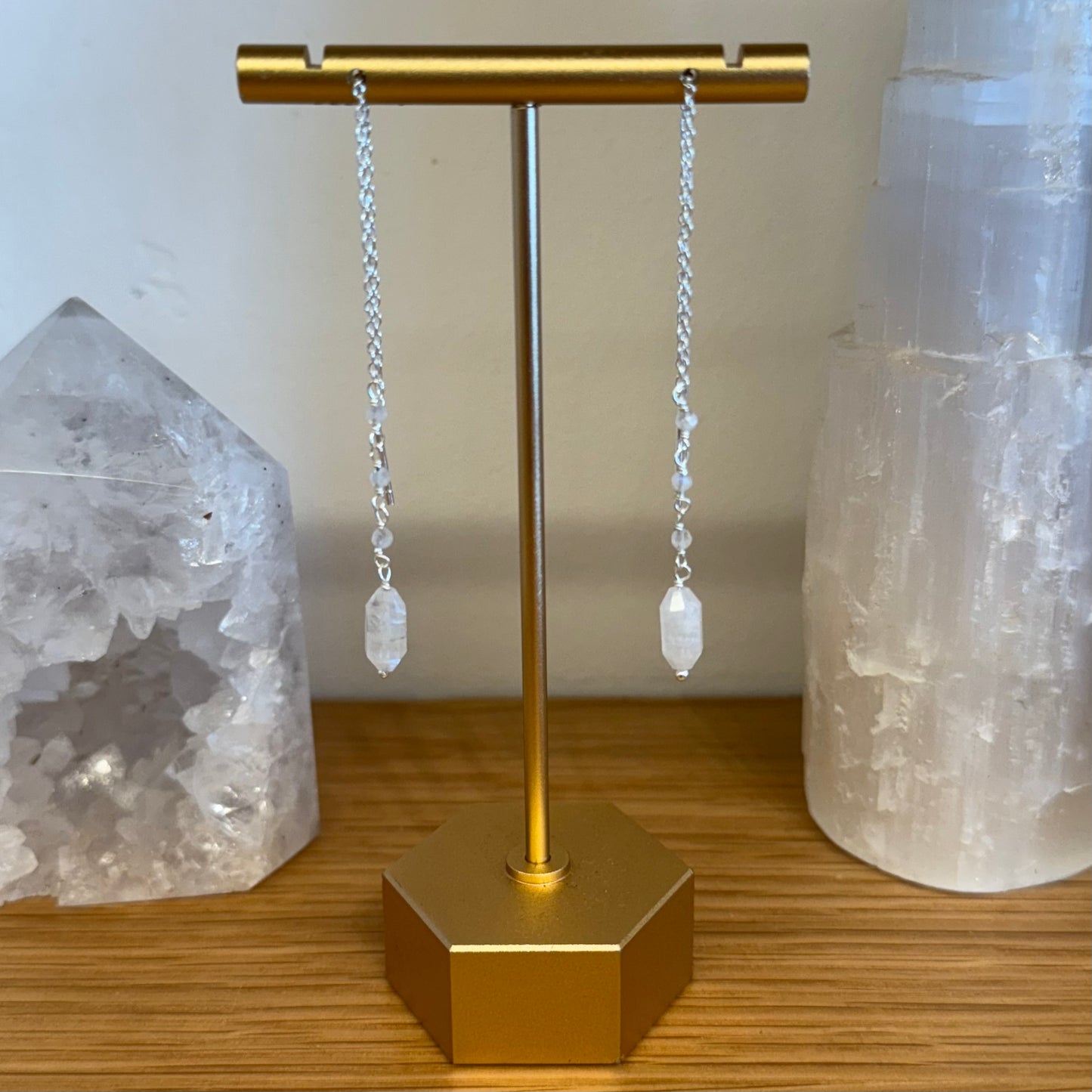 Silver Crystal Chain Dangle Earring