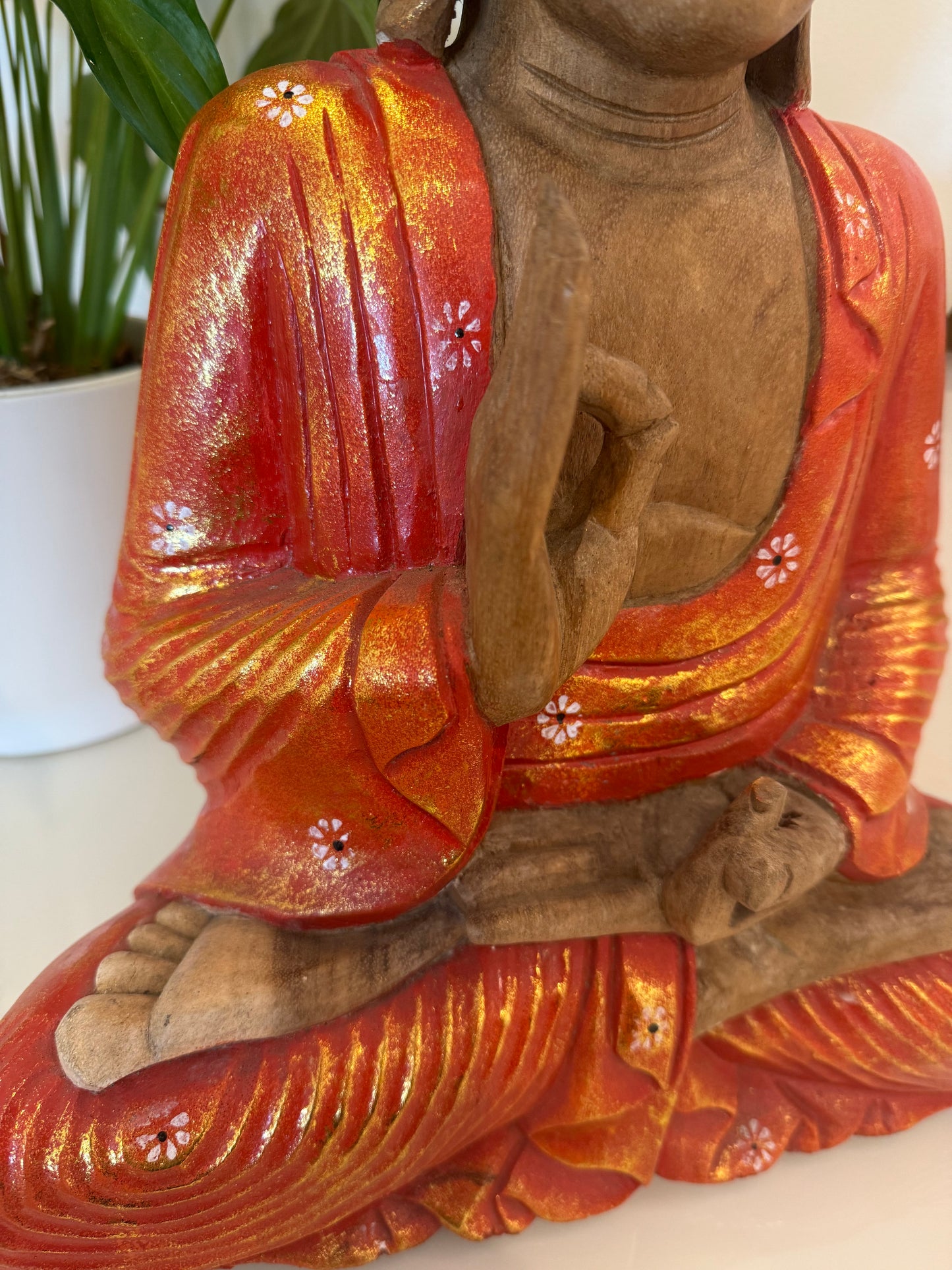 Buddha Statue Painted Wood