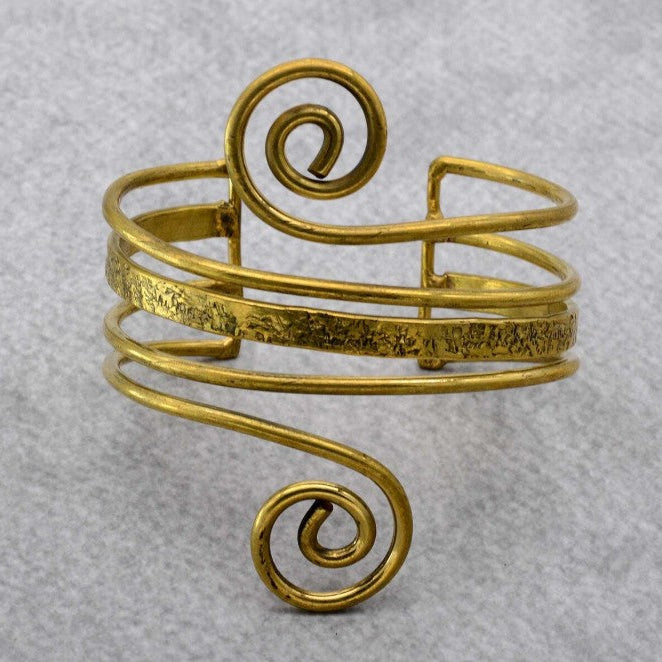 Brass Spiral Vortex Cuff Bracelet