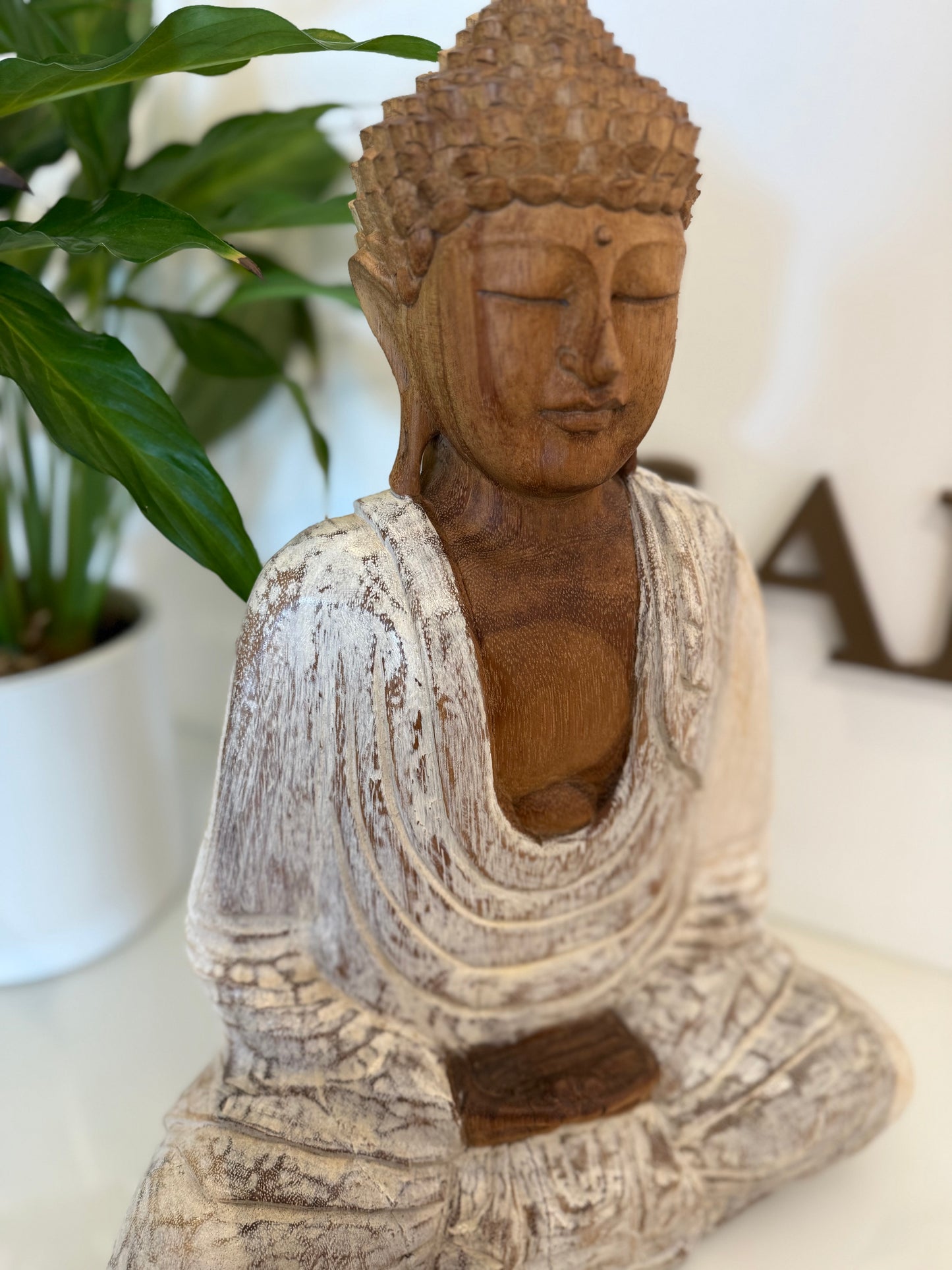 Buddha Statue Painted Wood