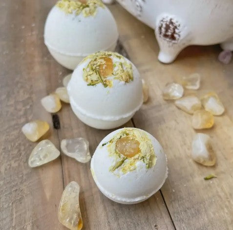 Organic Essential Oil & Crystal Bath Bomb Medium