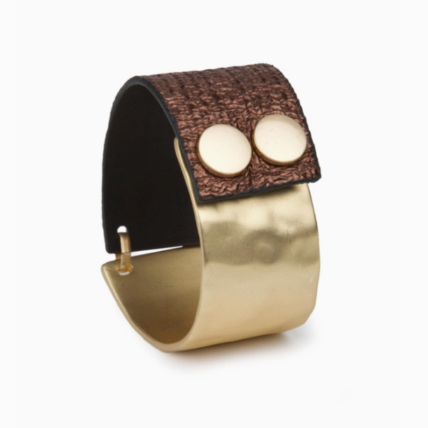 Leather & Gold Bracelet Cuff