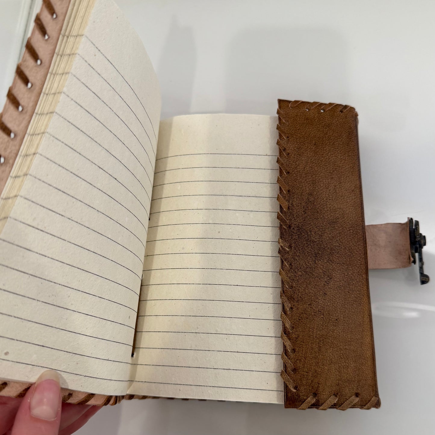 Hand Crafted Leather Moon Gemstone Journal