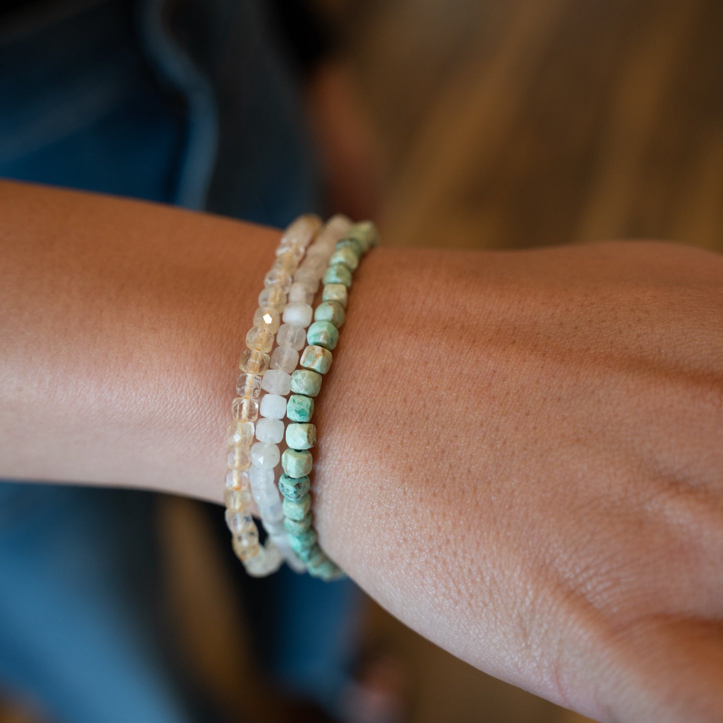 Gemstone Bracelet Cubed Cut