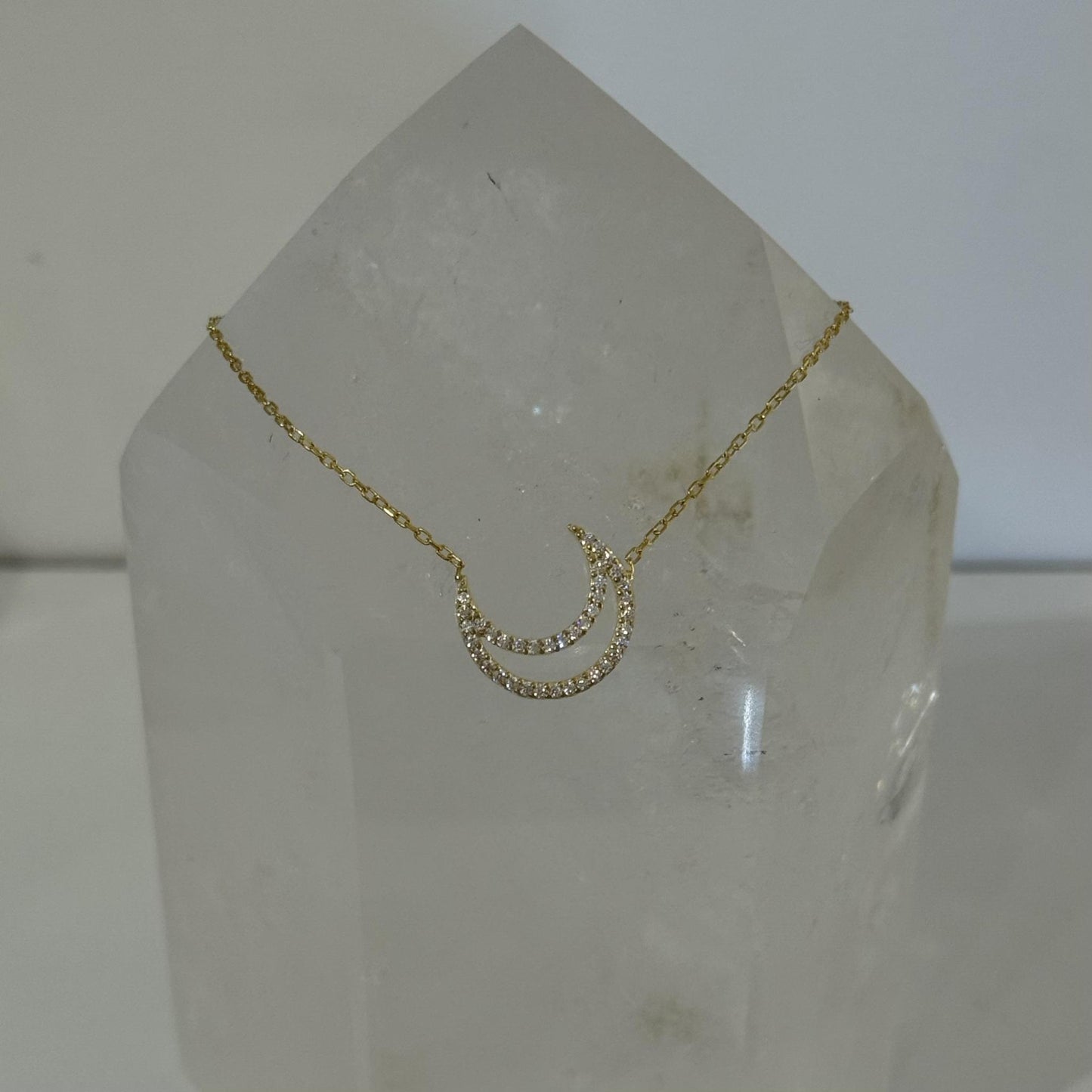 Gold Sparkle Moon Necklace