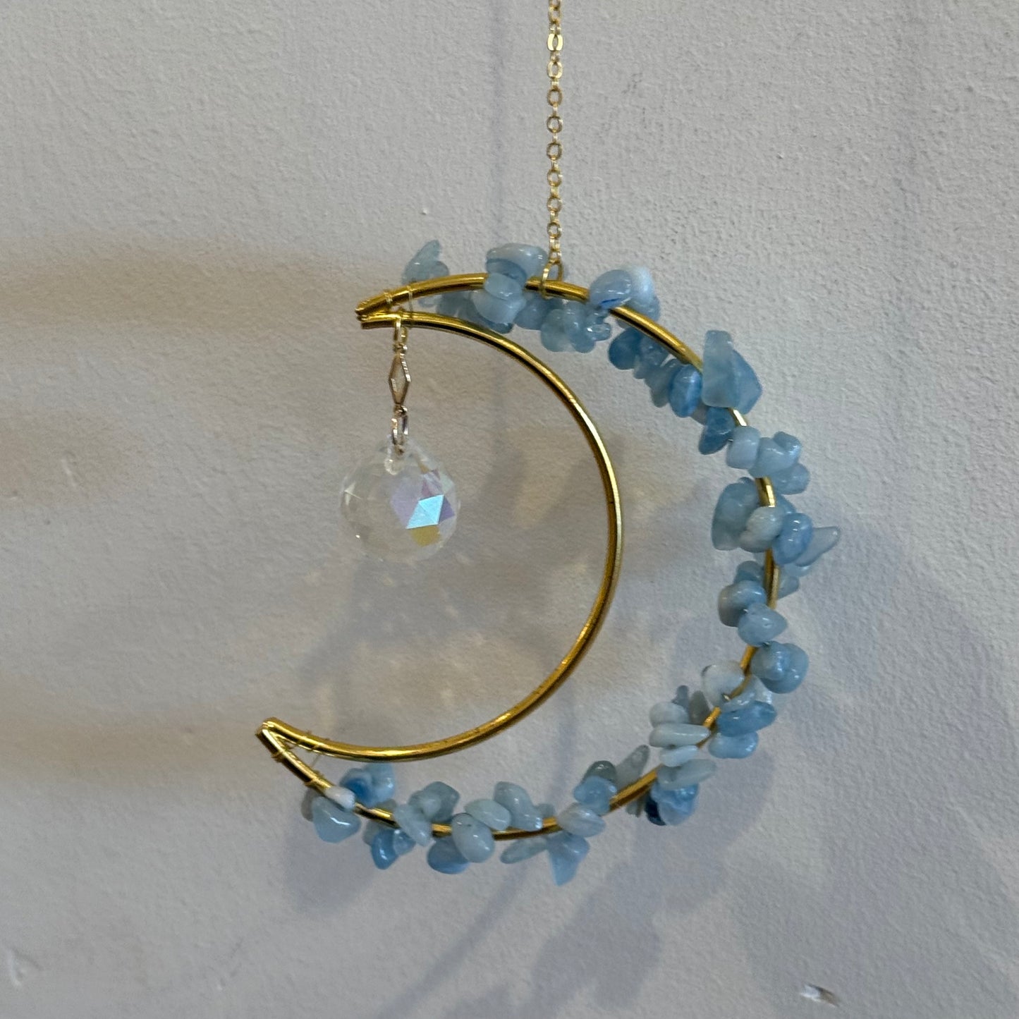 Gold Crystal Moon Suncatcher