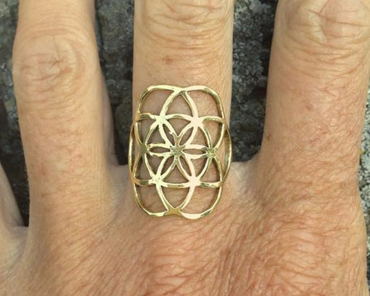 Flower of Life Brass Ring