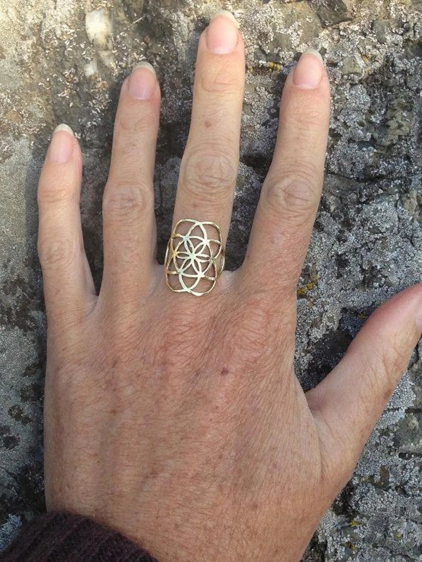 Flower of Life Brass Ring