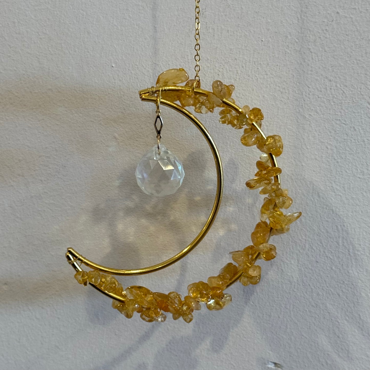 Gold Crystal Moon Suncatcher