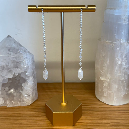 Silver Crystal Chain Dangle Earring