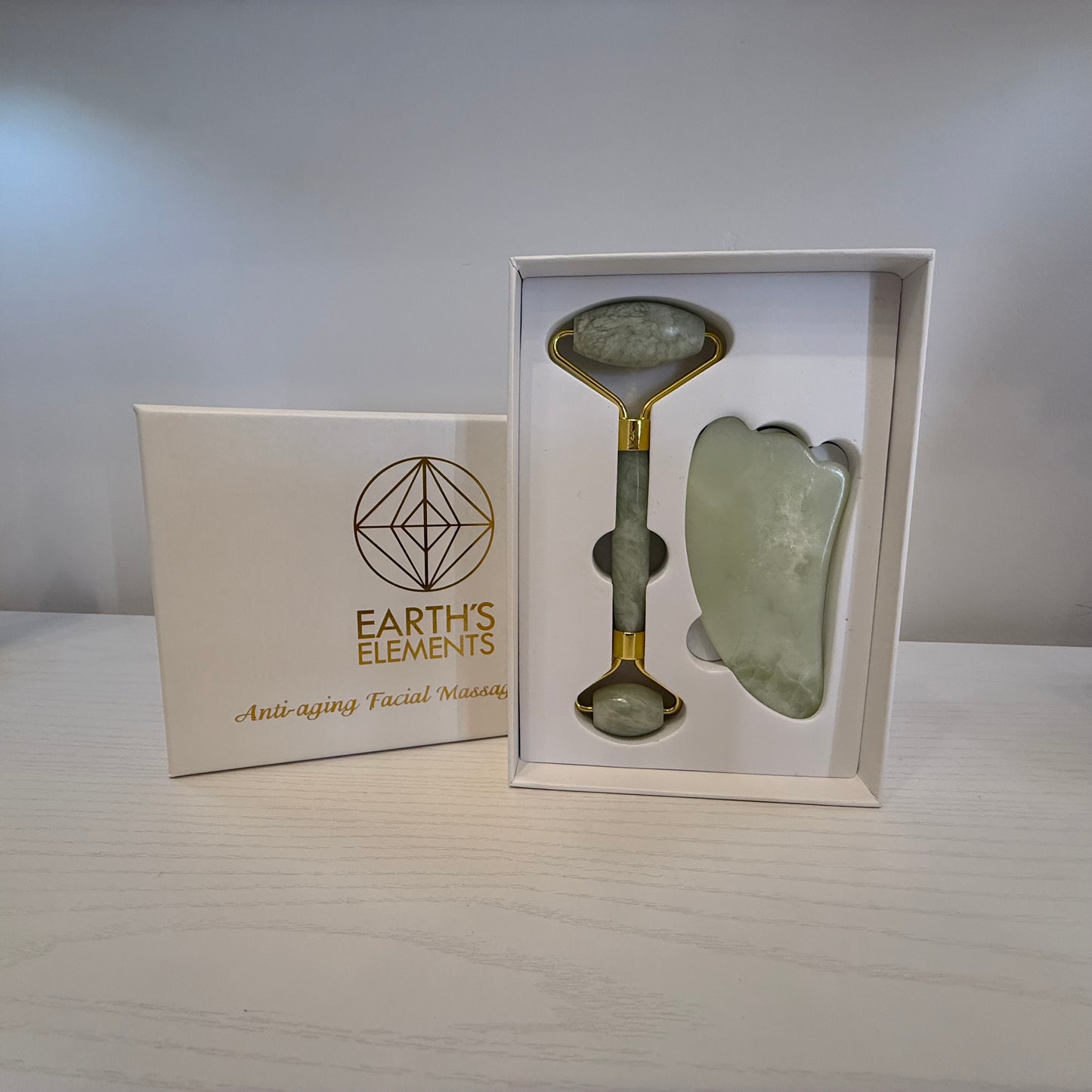 Facial Massage Set - Gem Roller & Gua Sha Stone