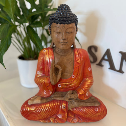 Buddha Statue Painted Wood