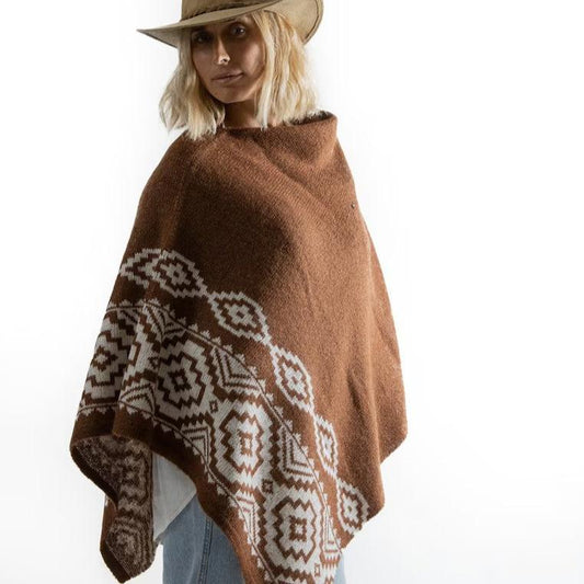 Alpaca Poncho with Vertical Pampa Guard