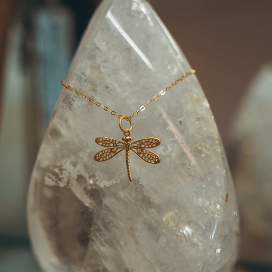 Golden Dragonfly Necklace