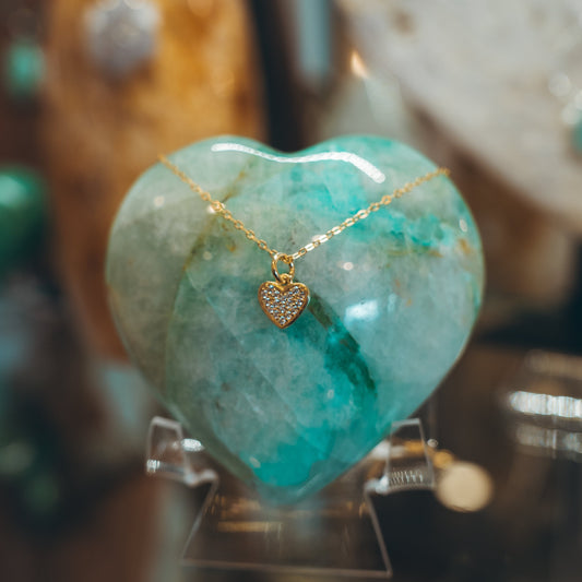 Golden Sparkle Petite Heart Necklace