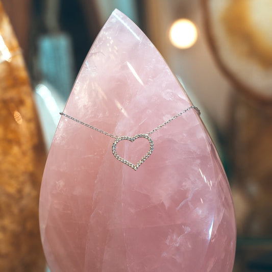 Silver Sparkle Heart Outline Necklace