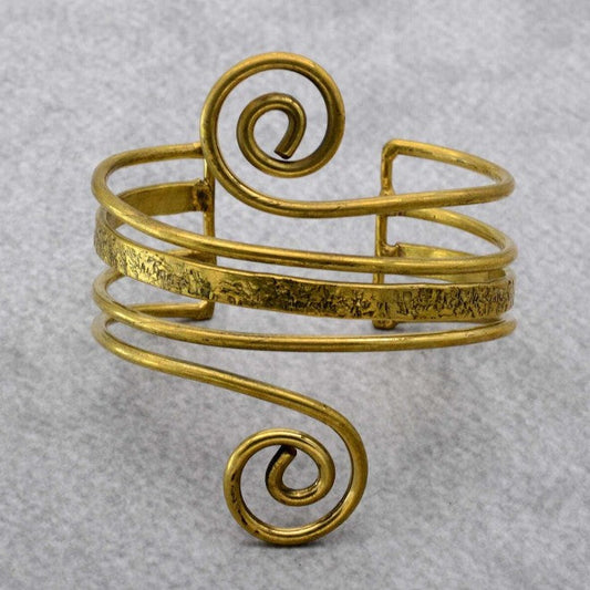 Brass Spiral Vortex Cuff Bracelet