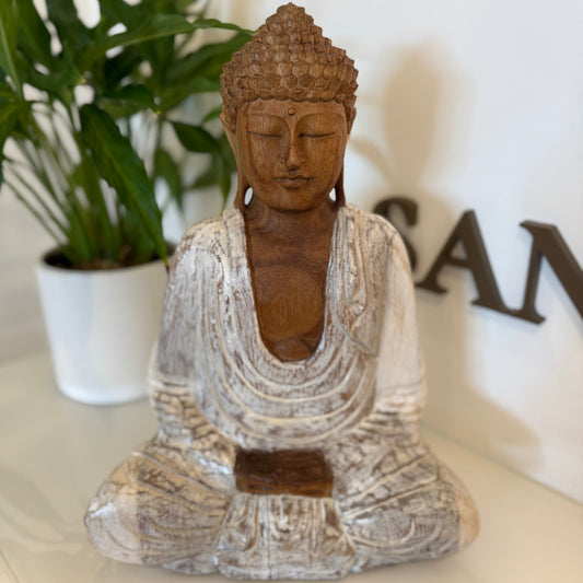 Buddha Statue Painted Wood