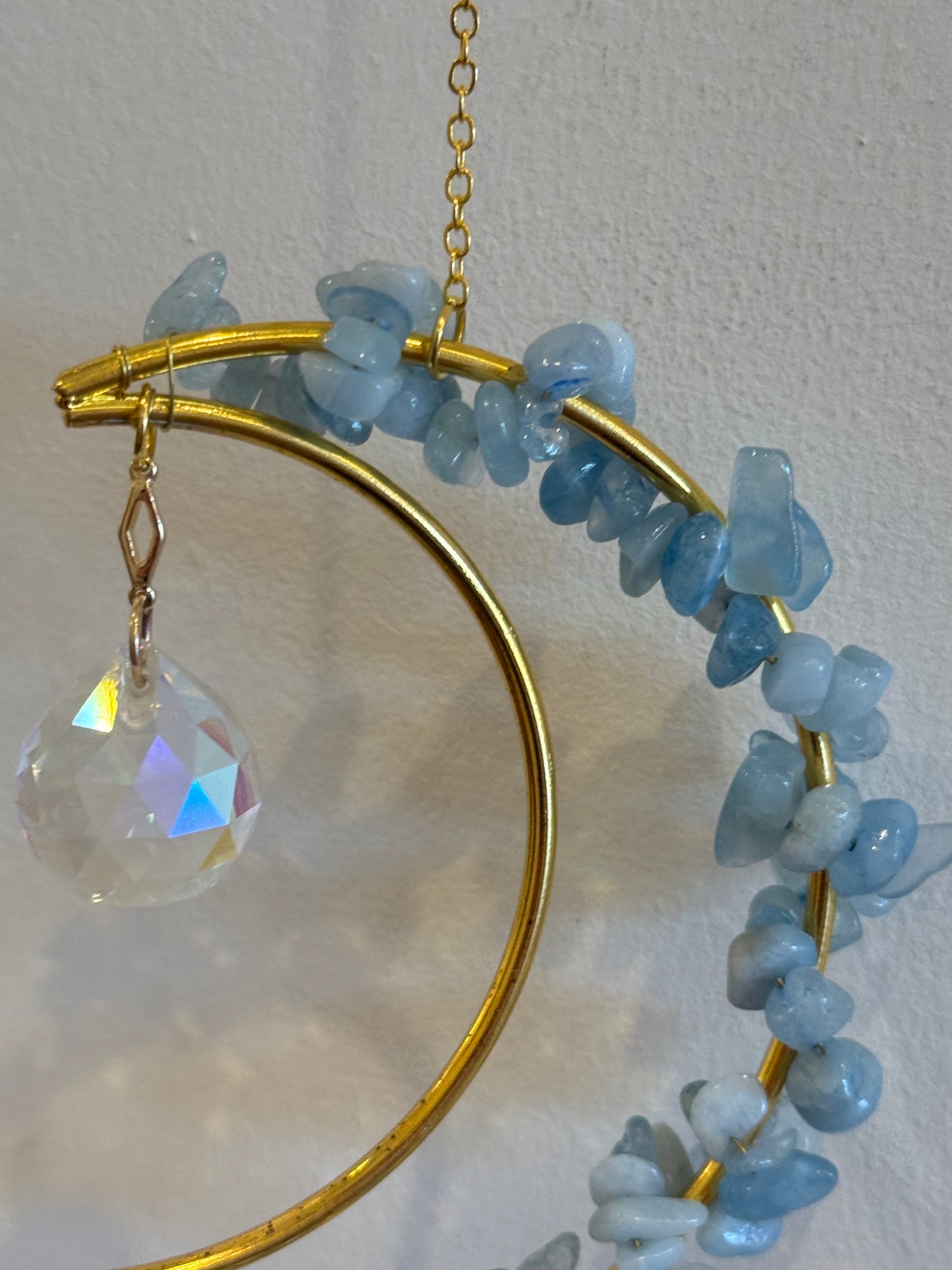 Gold Crystal Moon Suncatcher