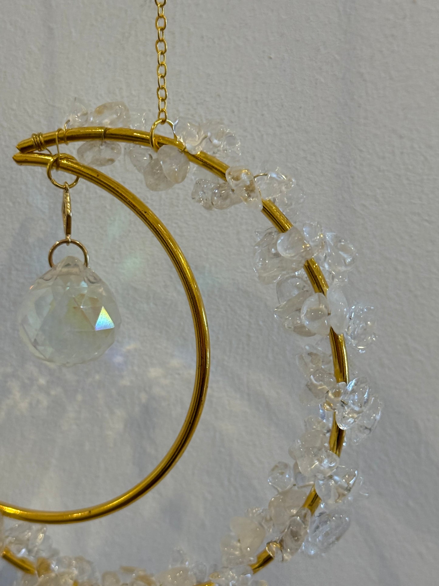 Gold Crystal Moon Suncatcher
