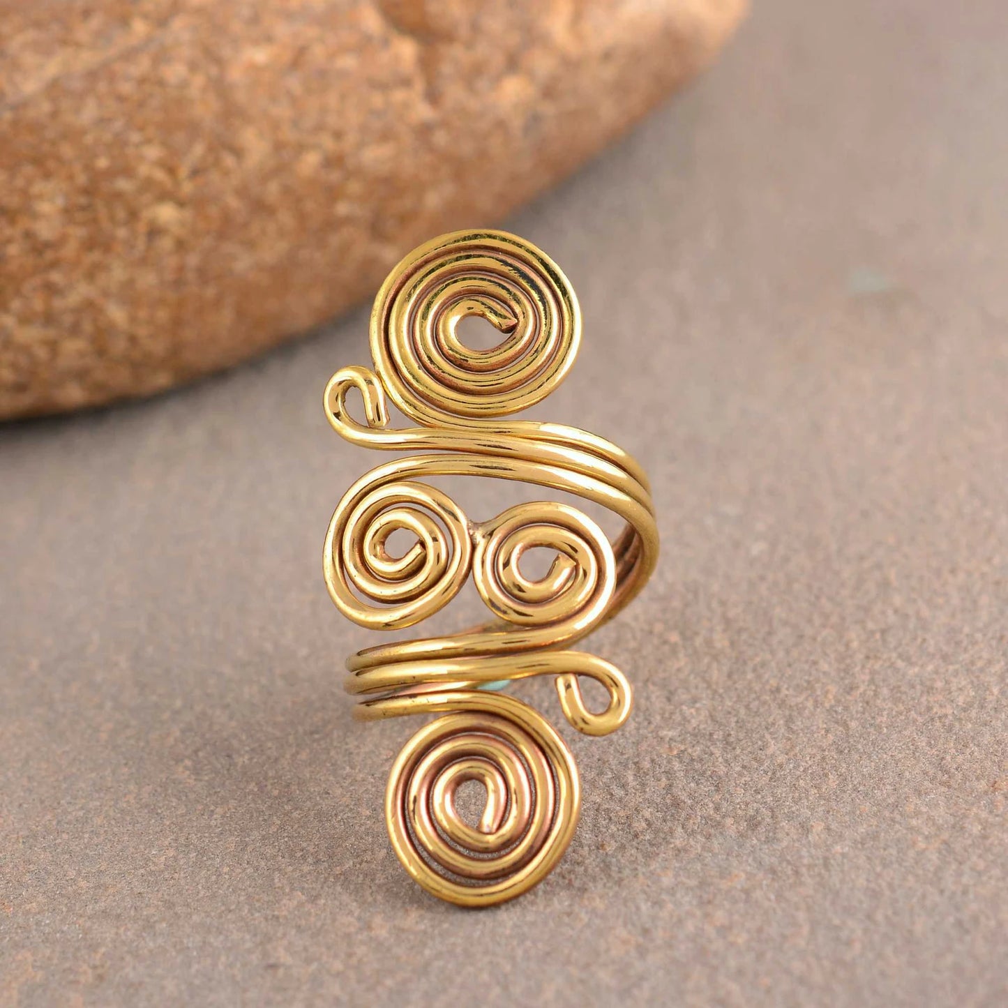 Double Spiral Brass Ring