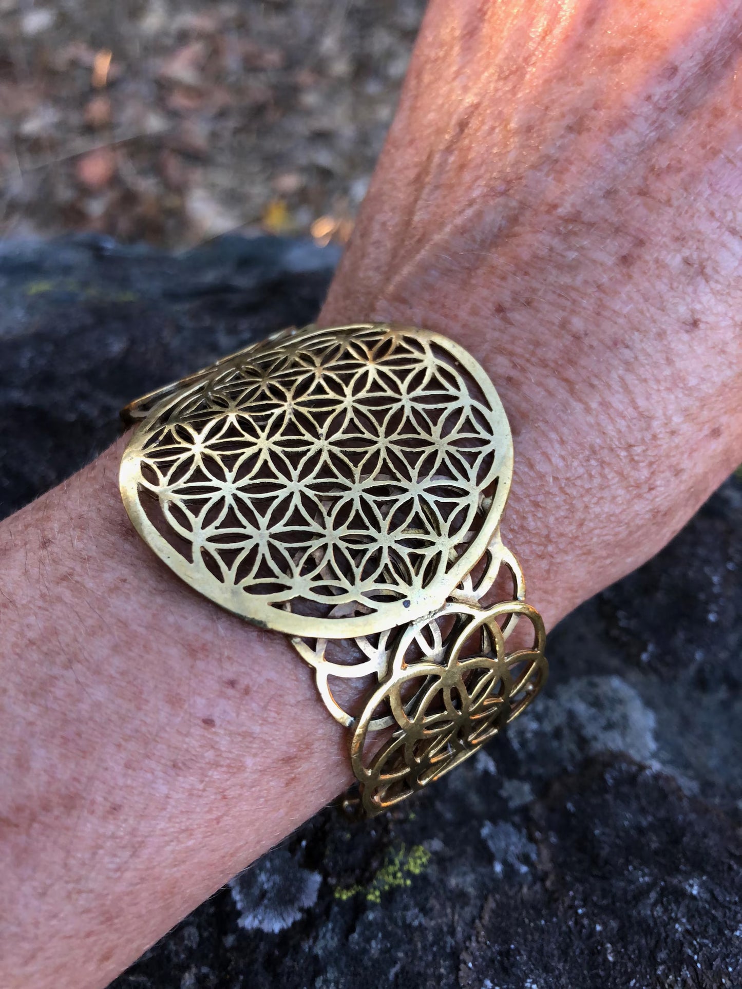 Flower of Life Brass Bracelet