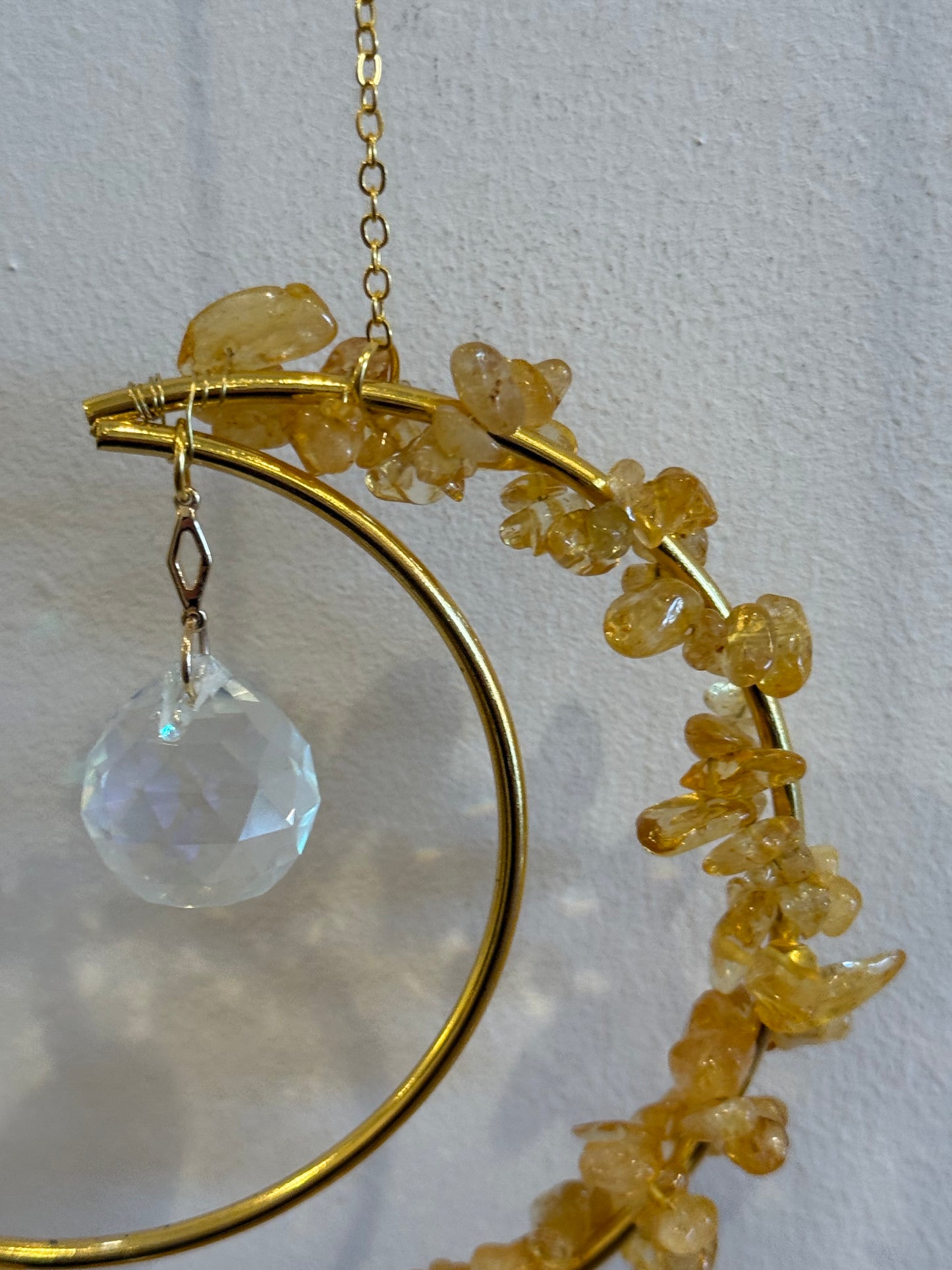 Gold Crystal Moon Suncatcher