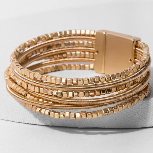 Golden Beaded Cube Bracelet