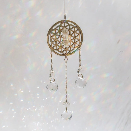 Flower of Life with Quartz Suncatcher