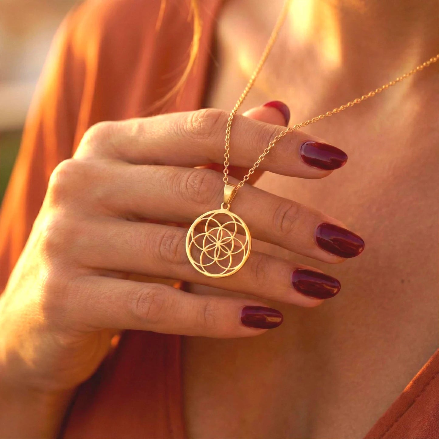 Gold Seed of Life Pendant on Chain