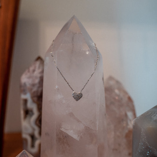 Petite Silver Sparkle Heart Necklace